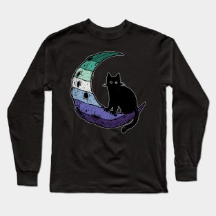 Gay Man Pride Cat Moon Long Sleeve T-Shirt